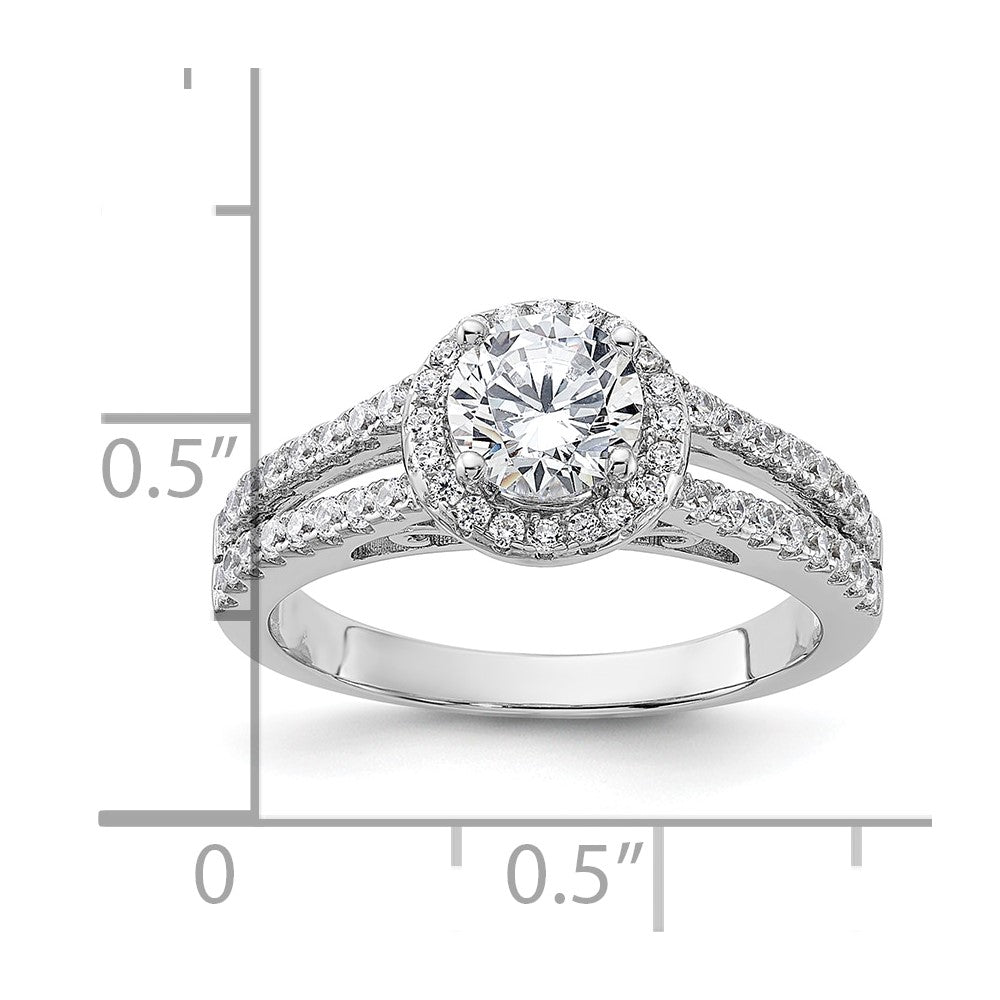Sterling Silver Rhodium Plated & Cz Ring