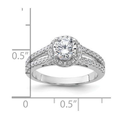 Sterling Silver Rhodium Plated & Cz Ring