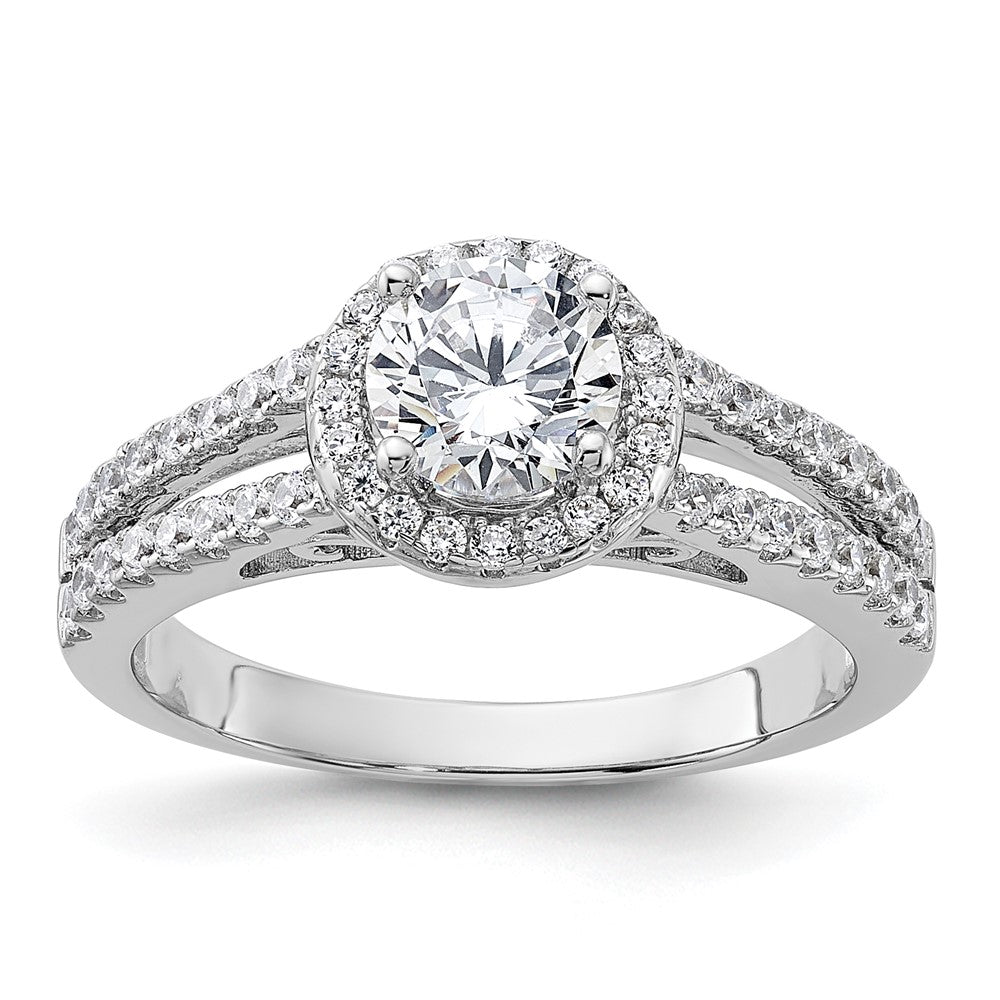 Sterling Silver Rhodium Plated & Cz Ring