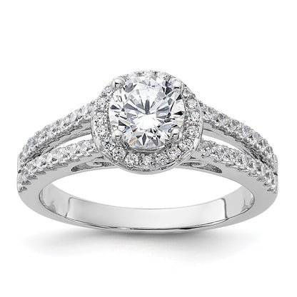 Sterling Silver Rhodium Plated & Cz Ring