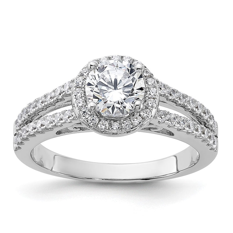 Sterling Silver Rhodium Plated & Cz Ring