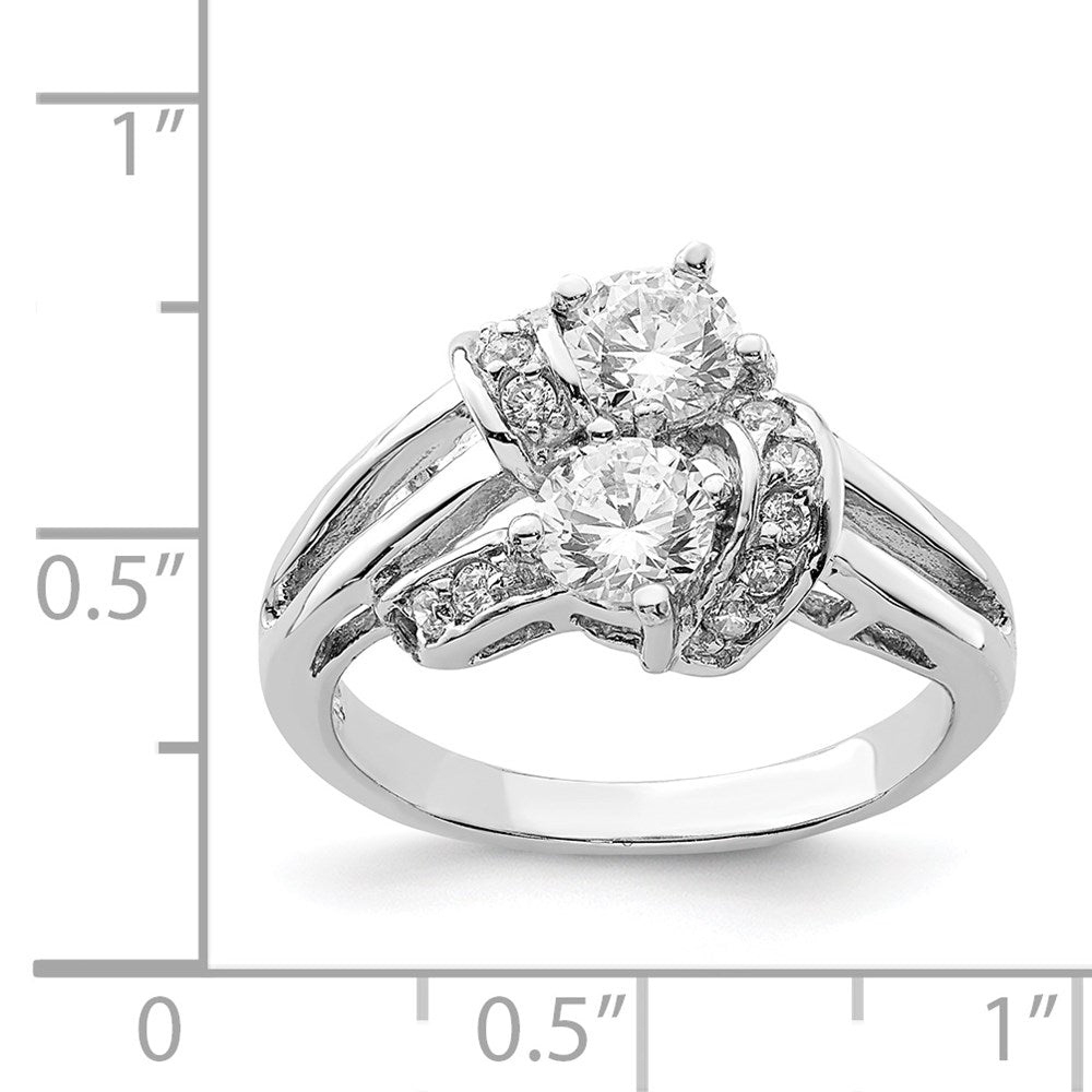 Sterling Silver Polished Rhodium Plating Cz Ring (Size 7 Only)