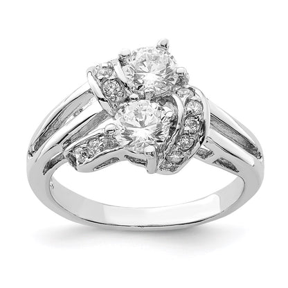 Sterling Silver Polished Rhodium Plating Cz Ring (Size 7 Only)