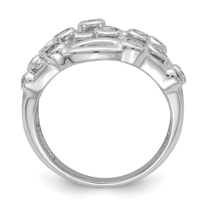 Sterling Silver Rhodium Plated Polished Cz Criss Cross Ring (Size 6 Only)