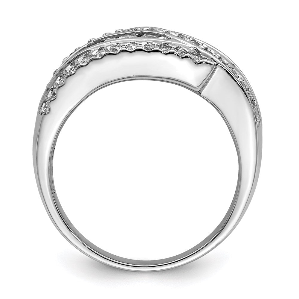 Sterling Silver Rhodium Plated Cz Ring (Size 6 Only)