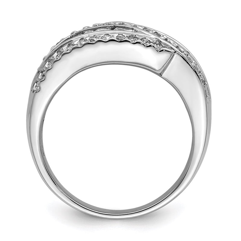 Sterling Silver Rhodium Plated Cz Ring (Size 6 Only)