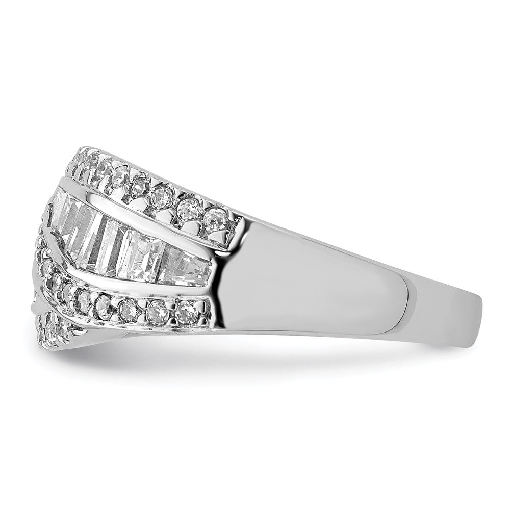 Sterling Silver Rhodium Plated Cz Ring (Size 6 Only)