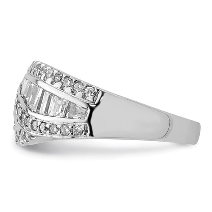 Sterling Silver Rhodium Plated Cz Ring (Size 6 Only)