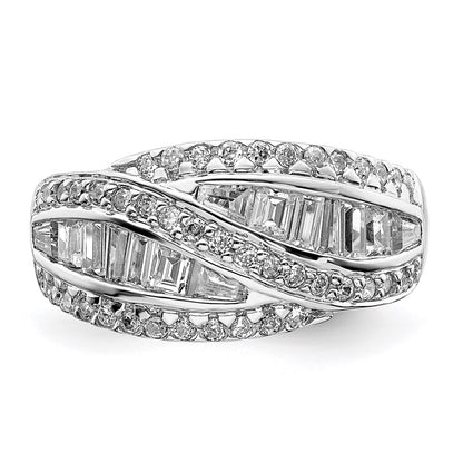 Sterling Silver Rhodium Plated Cz Ring (Size 6 Only)
