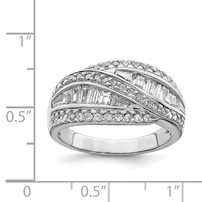 Sterling Silver Rhodium Plated Cz Ring (Size 6 Only)