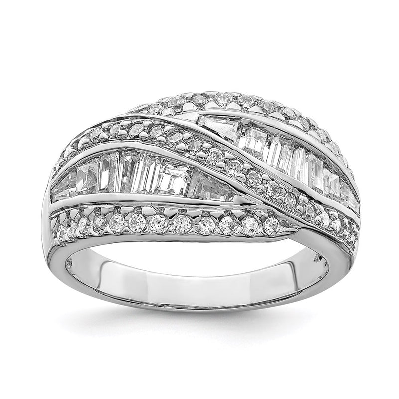 Sterling Silver Rhodium Plated Cz Ring (Size 6 Only)