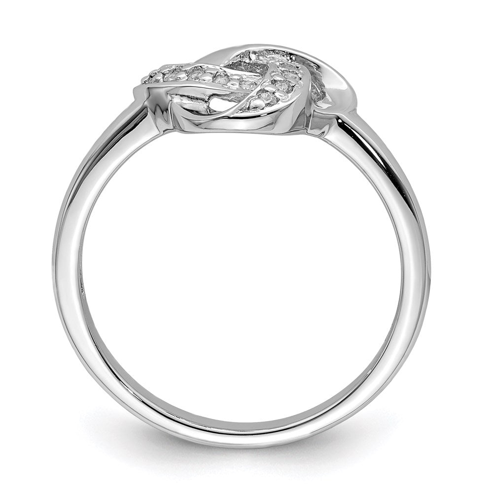 Sterling Silver Rhodium Plated Cz Knot Ring
