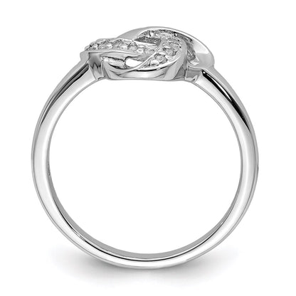 Sterling Silver Rhodium Plated Cz Knot Ring