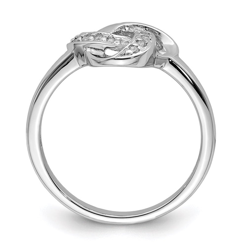 Sterling Silver Rhodium Plated Cz Knot Ring