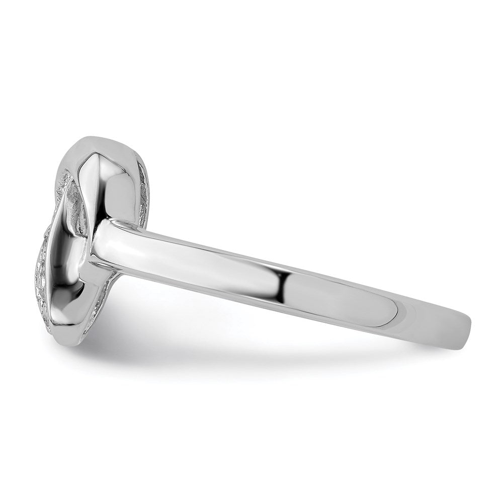 Sterling Silver Rhodium Plated Cz Knot Ring