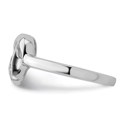Sterling Silver Rhodium Plated Cz Knot Ring