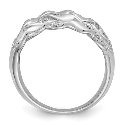 Sterling Silver Rhodium Plated Cz Ring