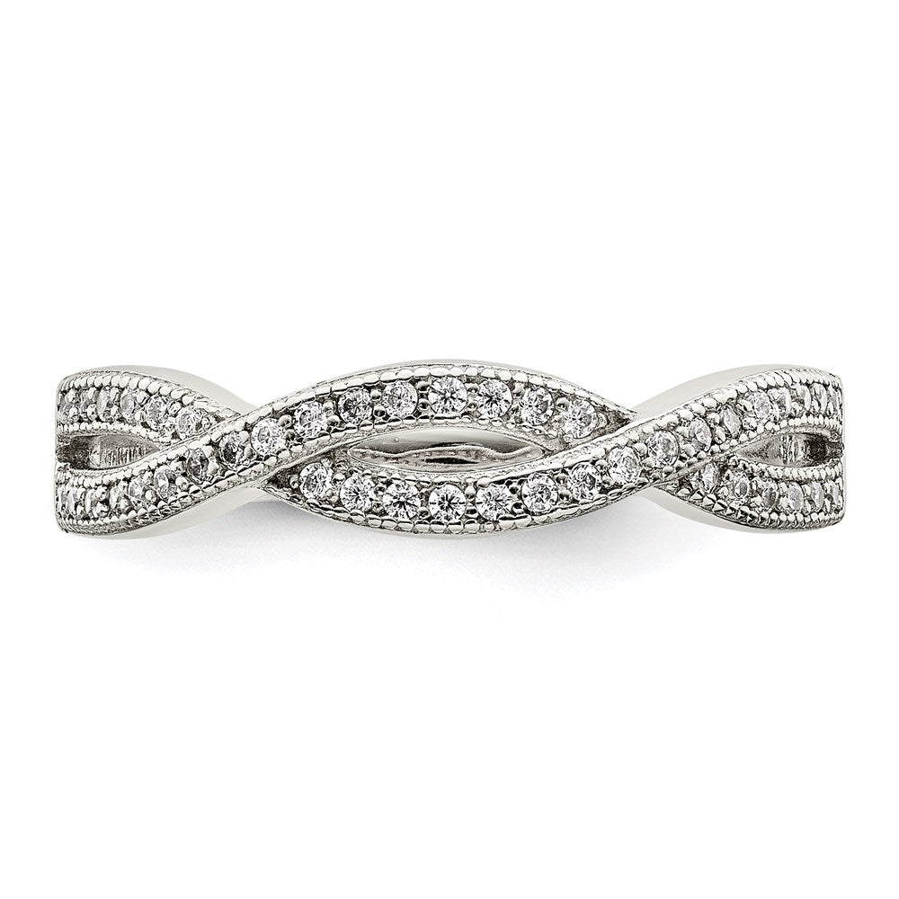 Sterling Silver Rhodium Plated Cz Ring