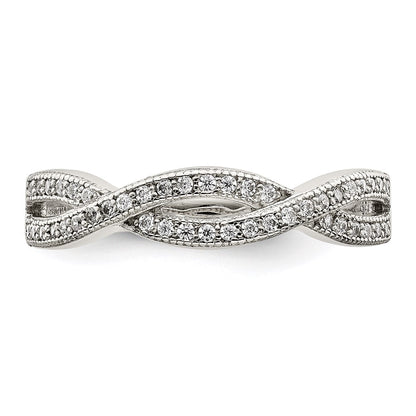 Sterling Silver Rhodium Plated Cz Ring