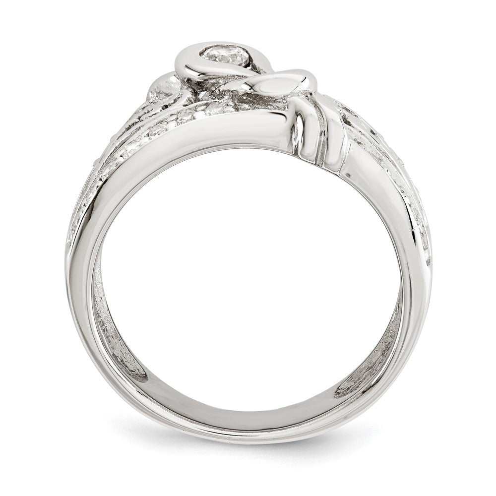 Sterling Silver Rhodium Plated Cz Ring (Size 7 Only)
