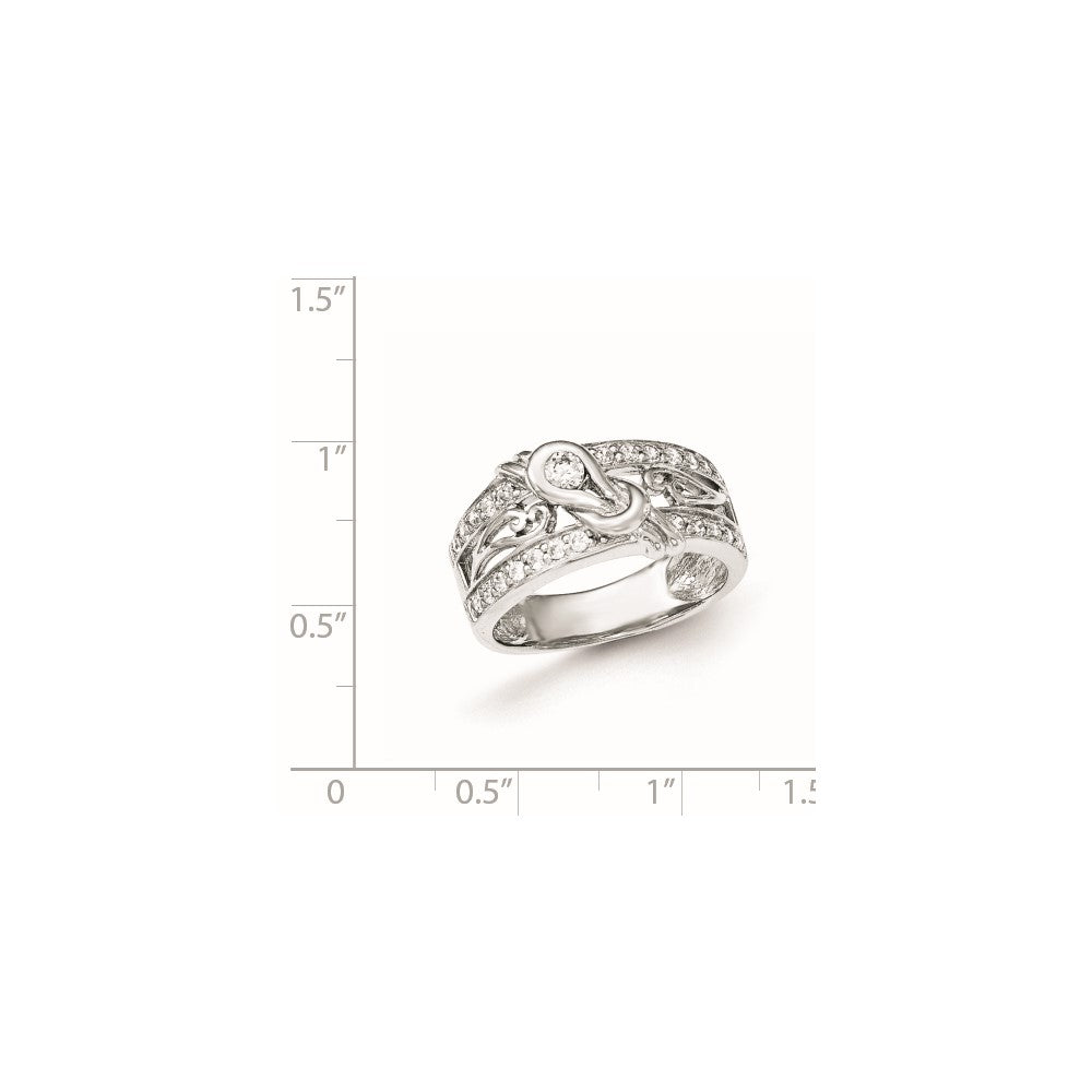 Sterling Silver Rhodium Plated Cz Ring (Size 7 Only)