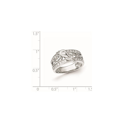 Sterling Silver Rhodium Plated Cz Ring (Size 7 Only)