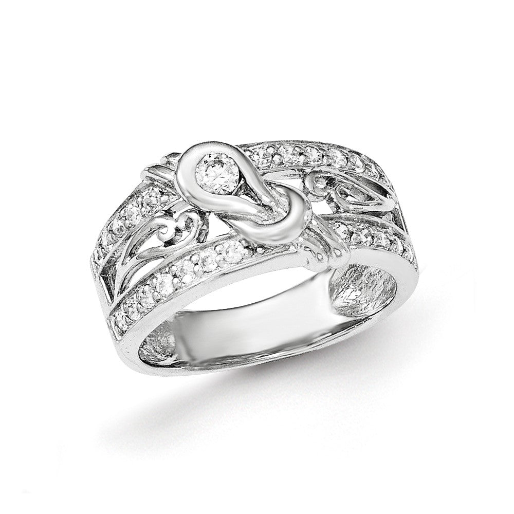 Sterling Silver Rhodium Plated Cz Ring (Size 7 Only)