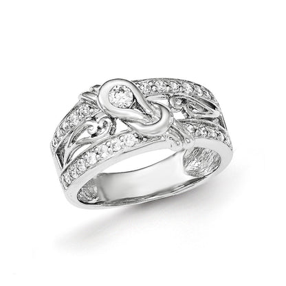 Sterling Silver Rhodium Plated Cz Ring (Size 7 Only)