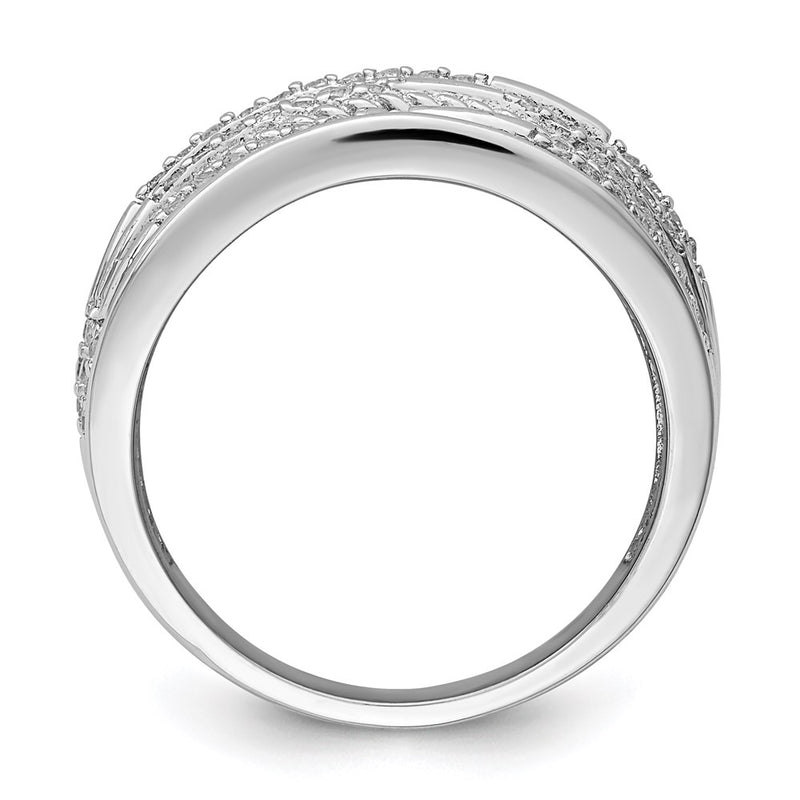 Sterling Silver Rhodium Plated Cz Rope Multi Row Ring (Size 8 Only)