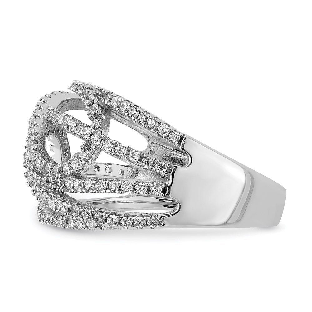 Sterling Silver Rhodium Plated Cz Micro Pav‚Äö Ring (Size 6 Only)