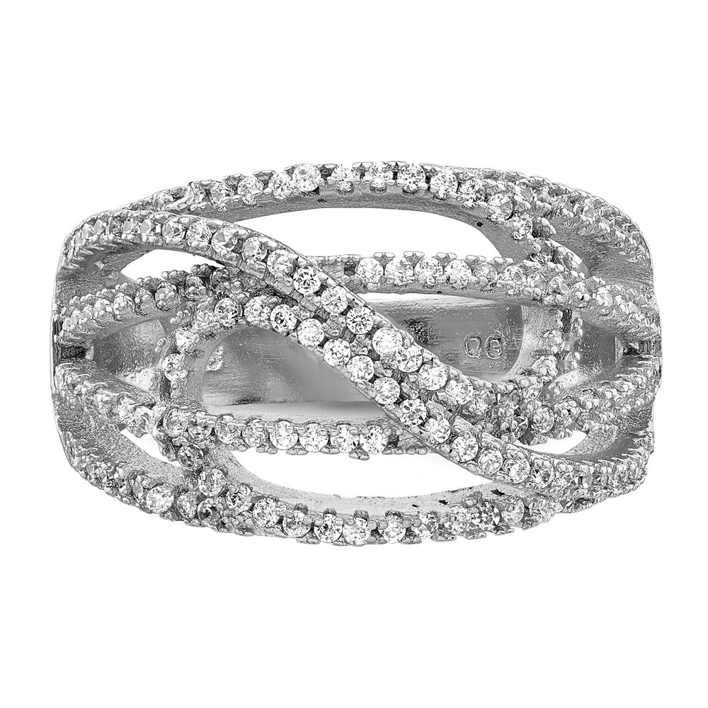 Sterling Silver Rhodium Plated Cz Micro Pav‚Äö Ring (Size 6 Only)