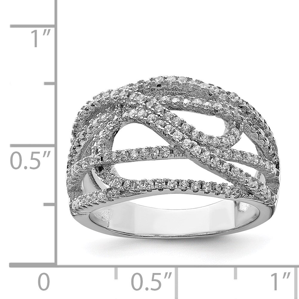 Sterling Silver Rhodium Plated Cz Micro Pav‚Äö Ring (Size 6 Only)
