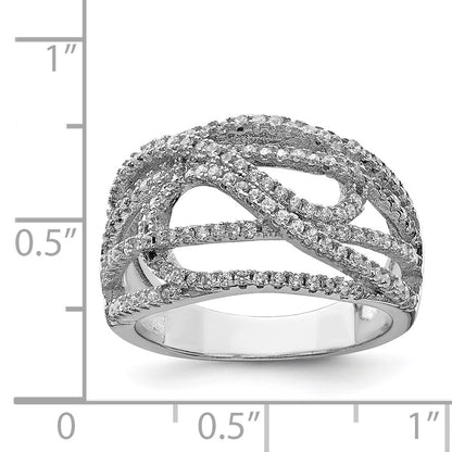 Sterling Silver Rhodium Plated Cz Micro Pav‚Äö Ring (Size 6 Only)