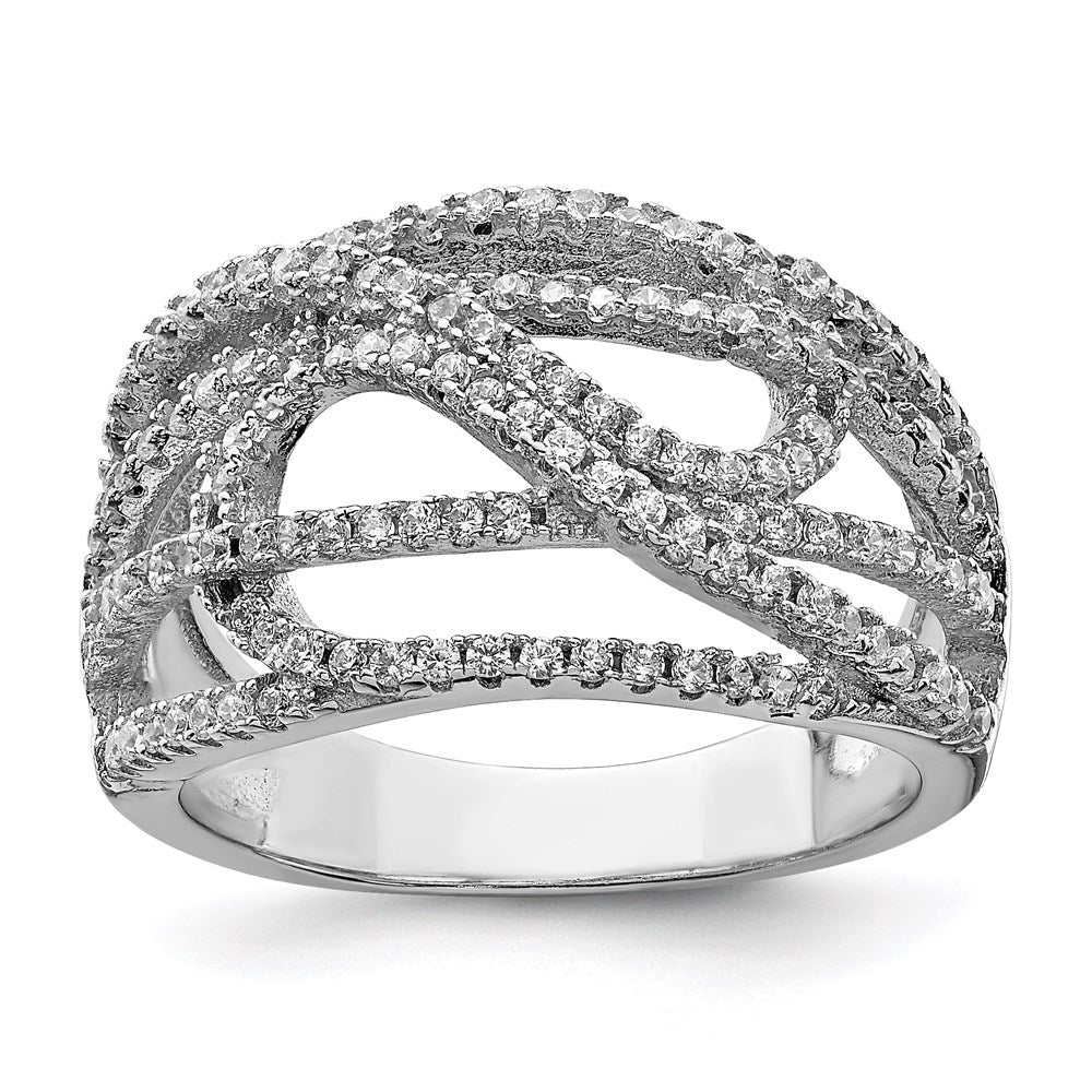 Sterling Silver Rhodium Plated Cz Micro Pav‚Äö Ring (Size 6 Only)