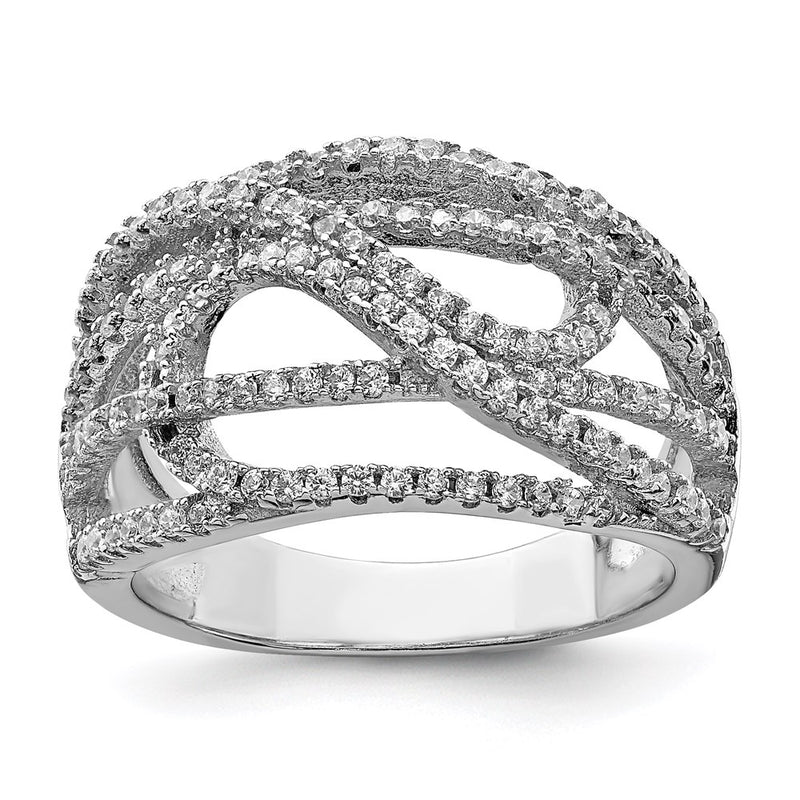 Sterling Silver Rhodium Plated Cz Micro Pav‚Äö Ring (Size 6 Only)