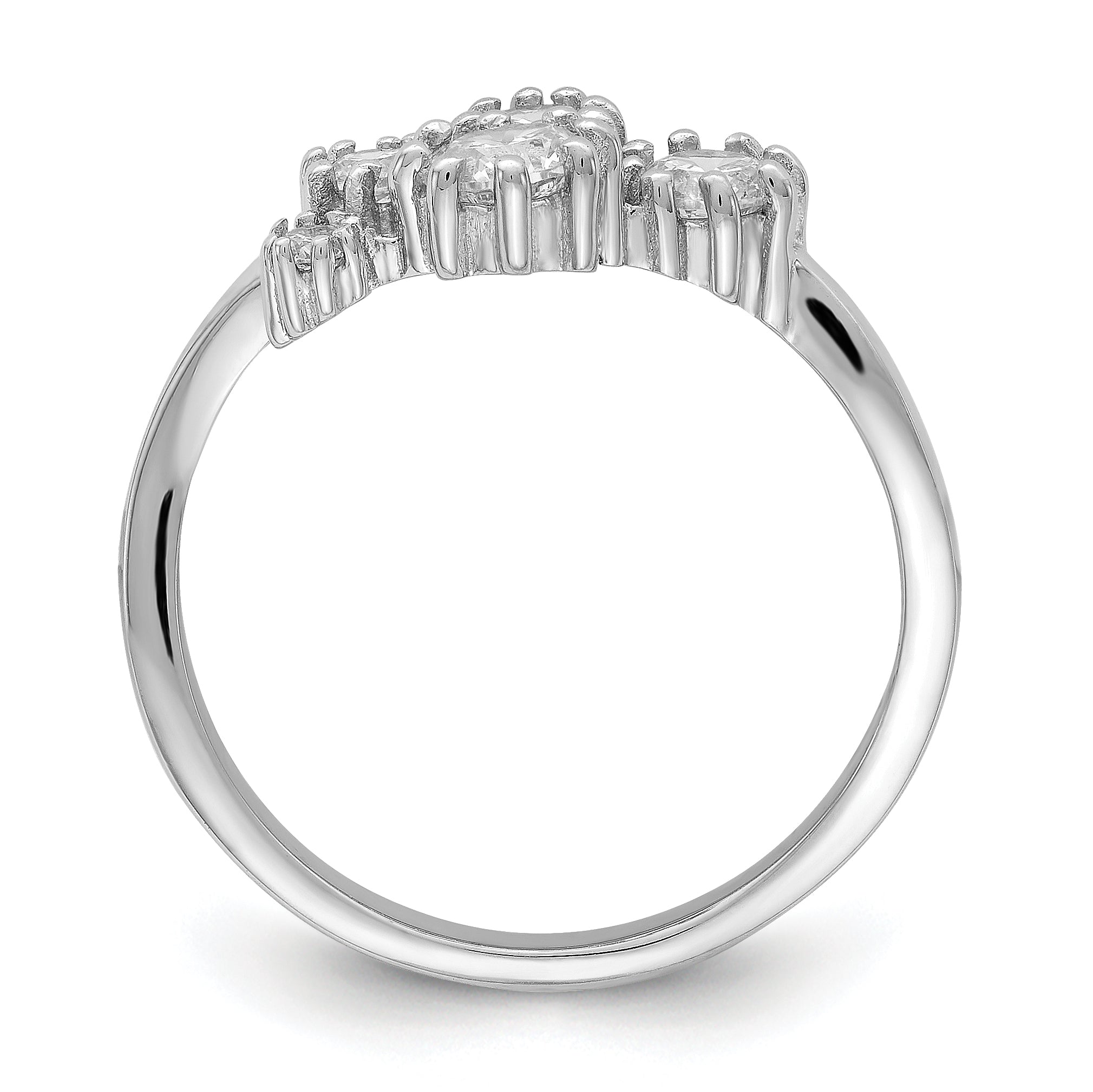 Sterling Silver Rhodium Plated W/ Cz Ring