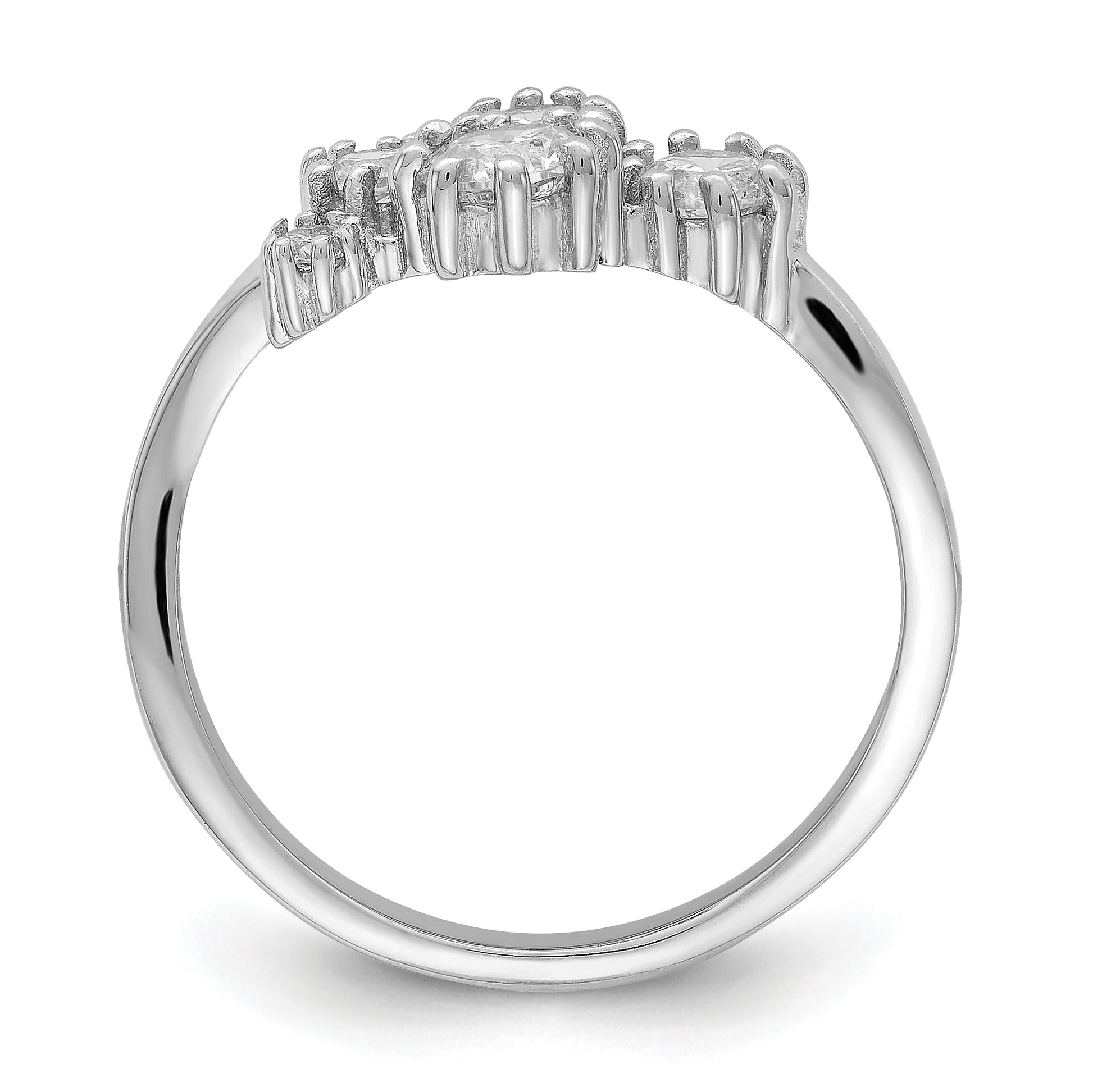 Sterling Silver Rhodium Plated W/ Cz Ring