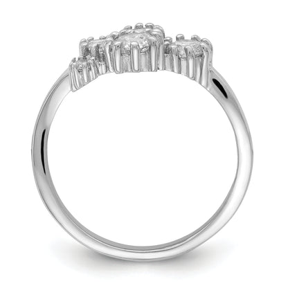 Sterling Silver Rhodium Plated W/ Cz Ring