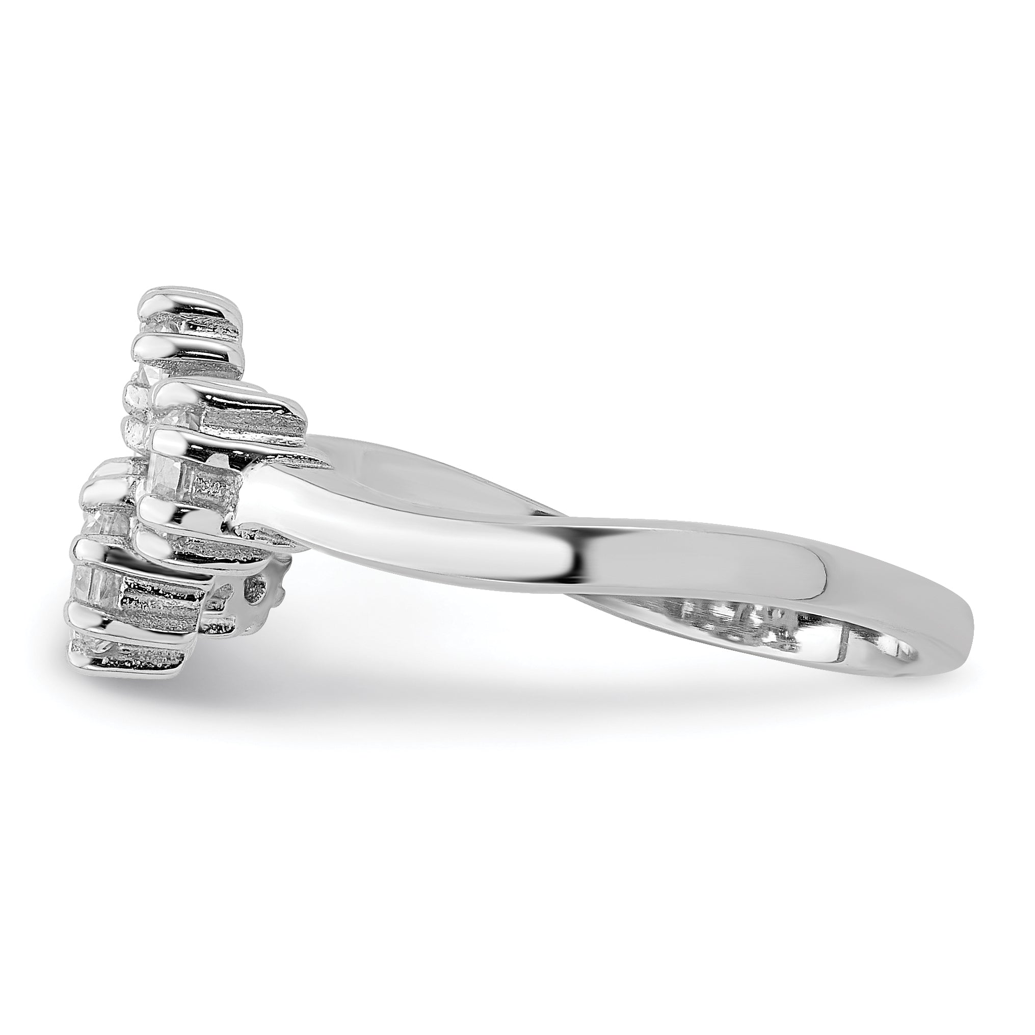 Sterling Silver Rhodium Plated W/ Cz Ring