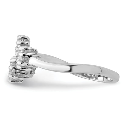 Sterling Silver Rhodium Plated W/ Cz Ring