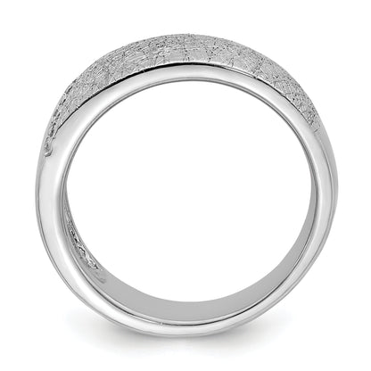 Sterling Silver Polished & Textured Cz Ring