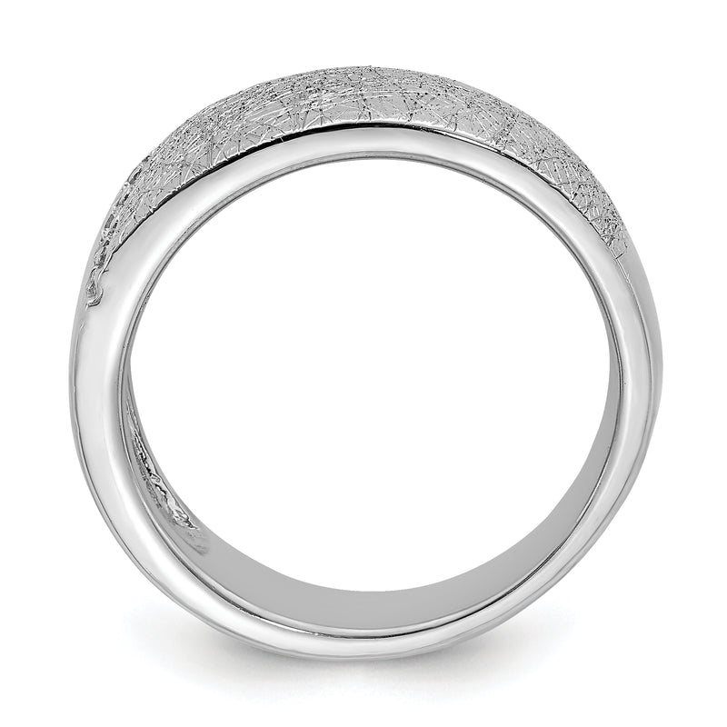 Sterling Silver Polished & Textured Cz Ring