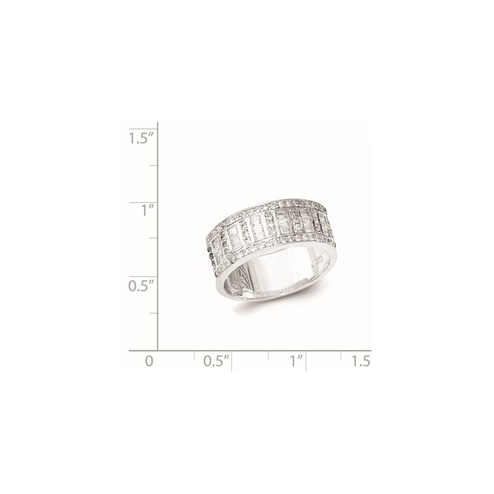 Sterling Silver Cz Baguettes/Rounds Ring