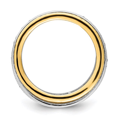 Sterling Silver Rhodium Polished Tri Color Pav‚Äö Eternity Motion Ring (Size 7 Only)