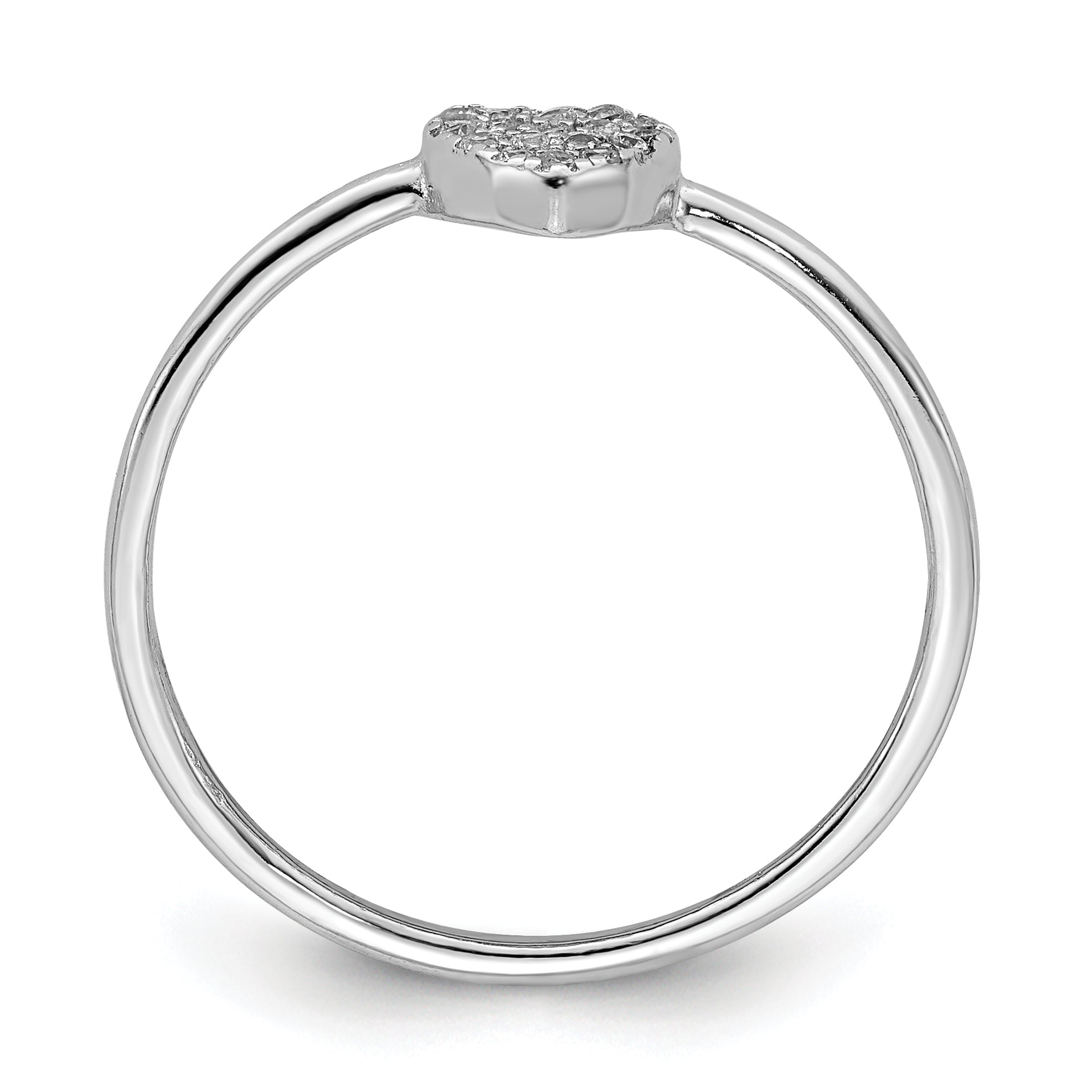 Sterling Silver Rhodium Plated Polished Cz Heart Ring