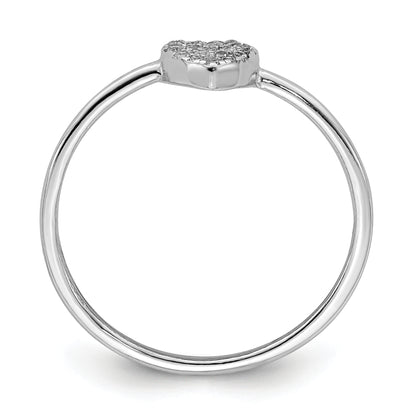 Sterling Silver Rhodium Plated Polished Cz Heart Ring