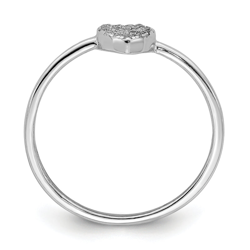 Sterling Silver Rhodium Plated Polished Cz Heart Ring