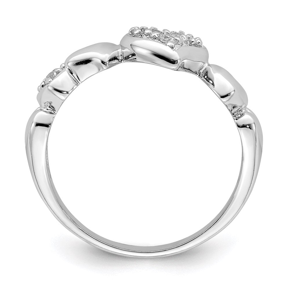 Sterling Silver Rhodium Plated Cz Heart Ring (Size 8 Only)