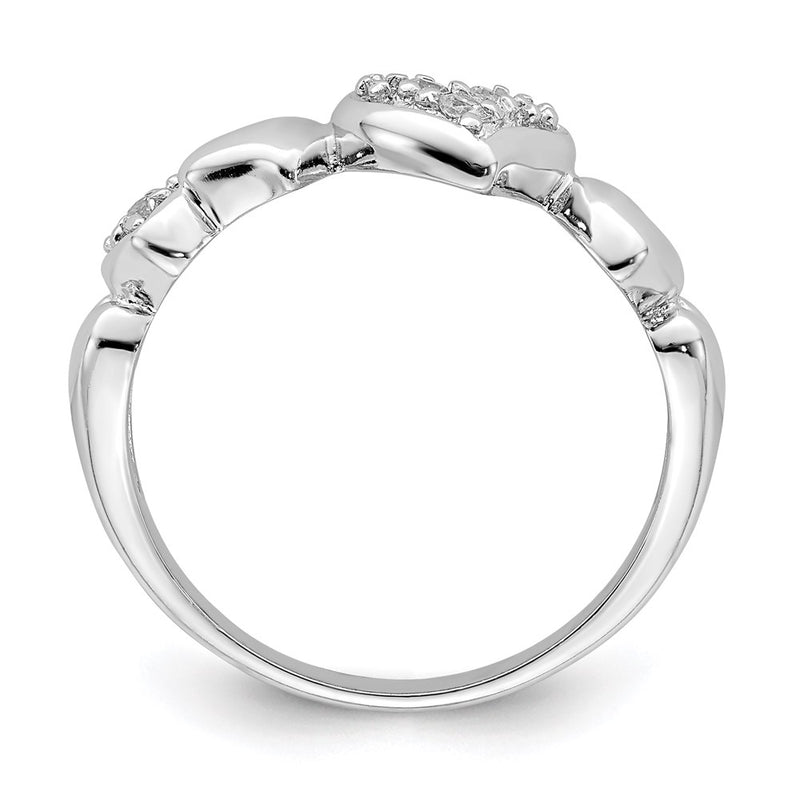 Sterling Silver Rhodium Plated Cz Heart Ring (Size 8 Only)