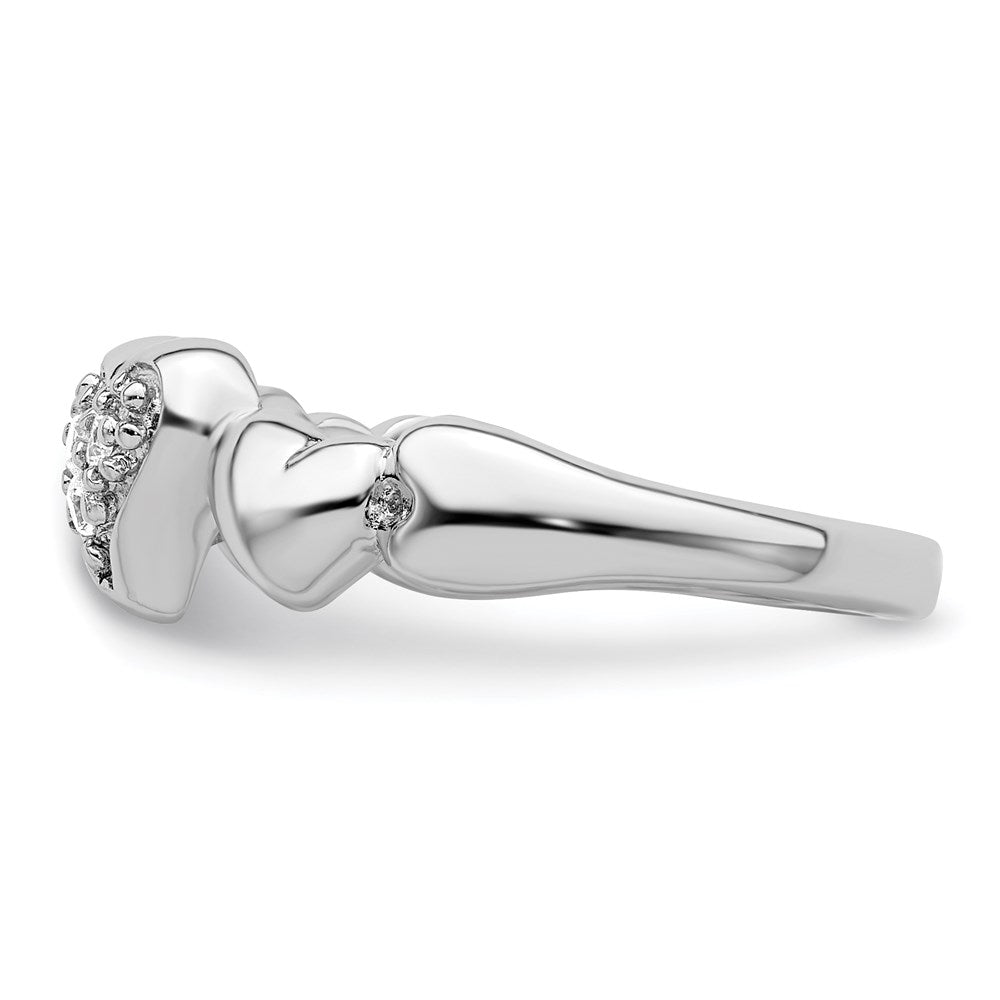 Sterling Silver Rhodium Plated Cz Heart Ring (Size 8 Only)